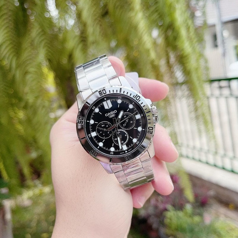 casio男商务三眼防水钢带男表 锦时亨海外日韩腕表