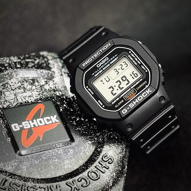 Casio small square sports watch with initial D