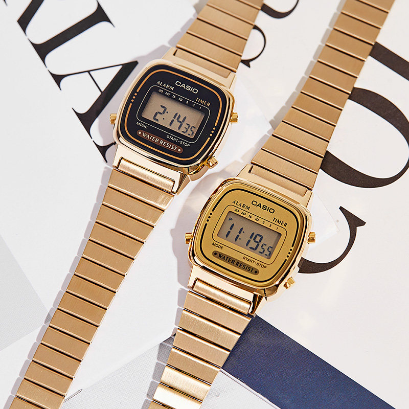casio小方块女款小金表钢带手表 锦时亨海外日韩腕表
