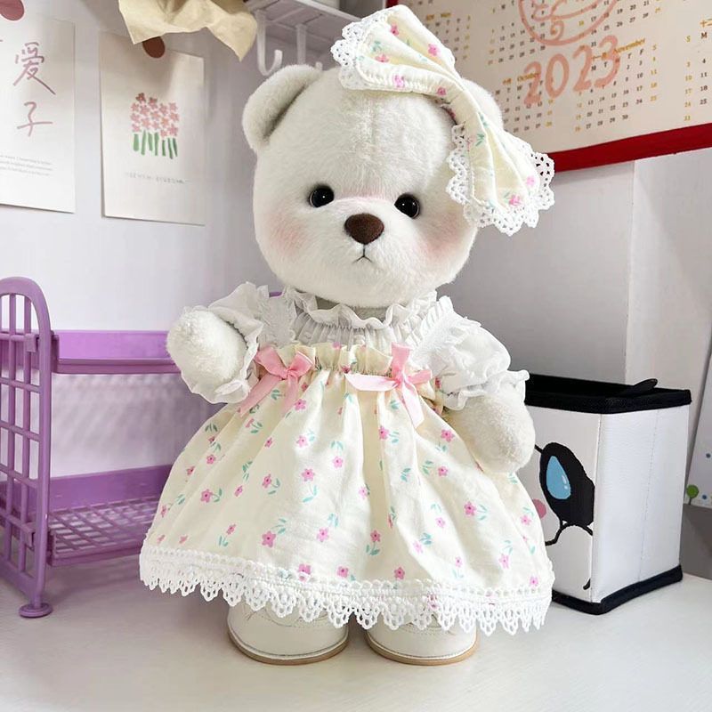 丽娜小熊衣服中号30cm娃衣手作熊熊毛绒玩偶着替爱心毛衣三件套女 - 图0