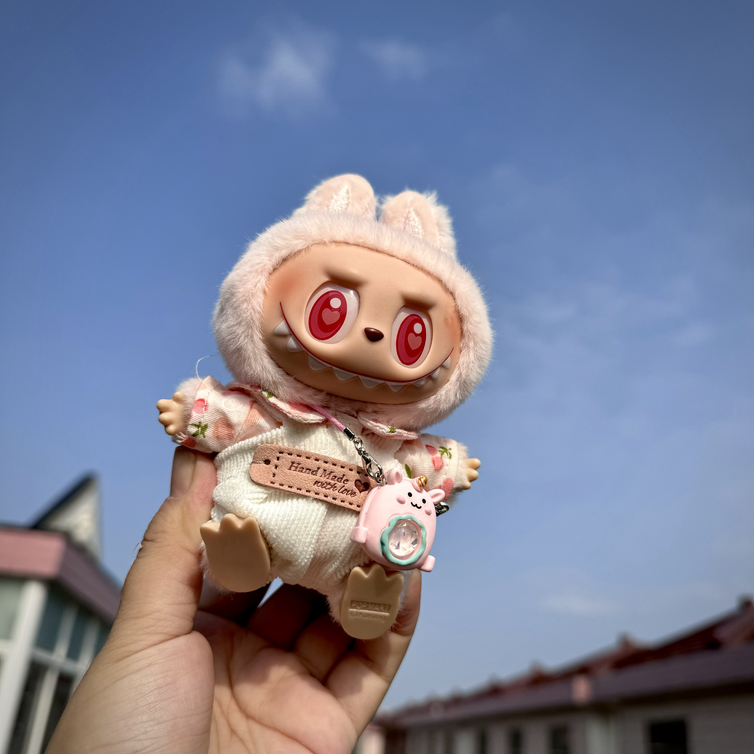 新款一/二代钥匙扣拉布布娃衣樱桃园着替坐坐派对草帽背带裤套装 - 图2