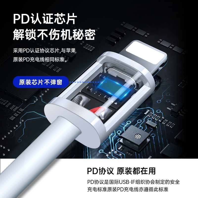 适用苹果PD数据线iphone12充电线11pro器x20W快充8plus手机8快速7冲电8p平板ipad闪充1.5m加长2米xsmax七7p八-图1