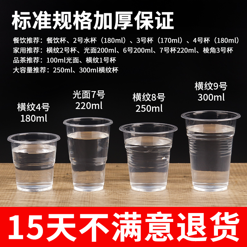 一次性杯子塑料1000只装透明商用茶杯整箱杯家用大号加厚小号水杯-图2