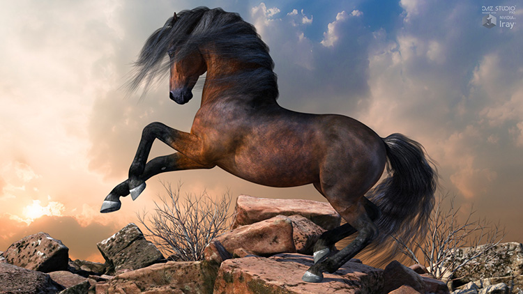 daz3d 动物马体型模型HiveWire 3D Horse新品冲冠促销A195 - 图0