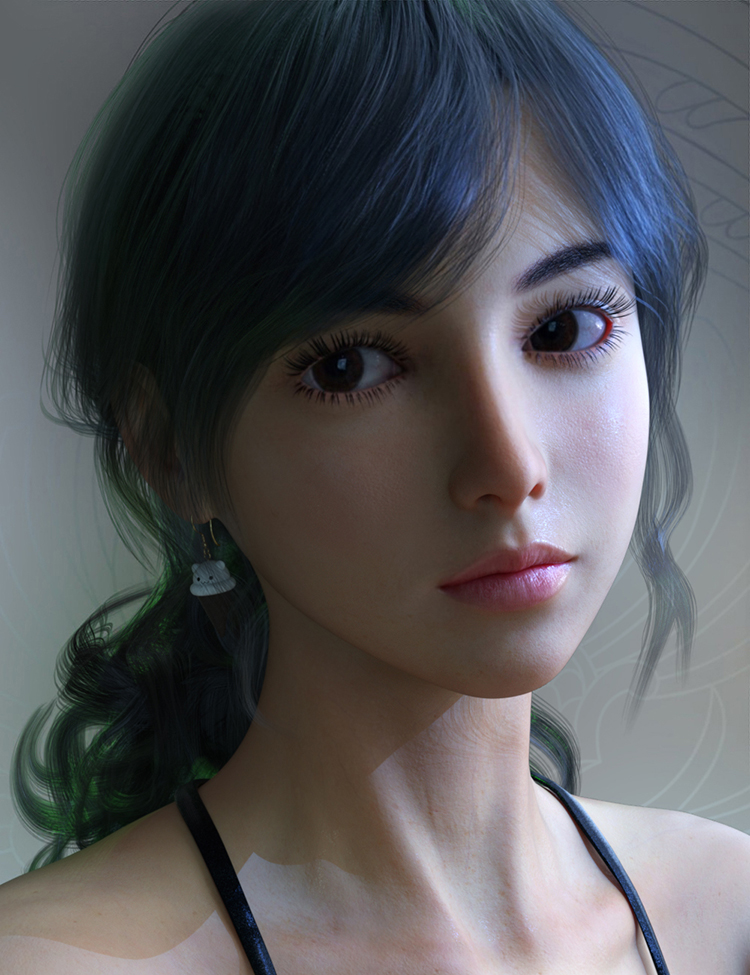 daz3d模型G8.1女性人物亚洲体型马尾发型IM包Studio会员新品J512-图0