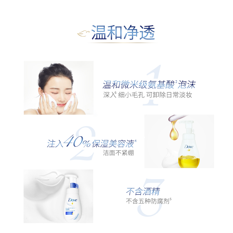 Dove多芬氨基酸洗面奶女男士专用清洁洁面泡沫洁面乳泡泡 150ml*2-图3