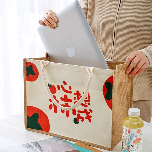 Вместительный и большой шоппер, льняная сумка для школьников, портфель, папка, ноутбук