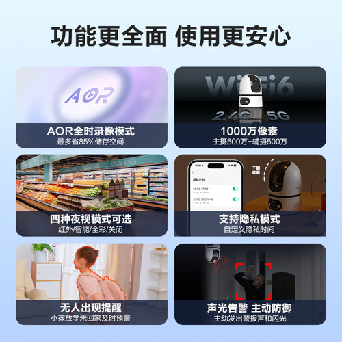 乐橙TA4D摄像头家用手机远程360度全景高清智能监控器室内摄影头 - 图3