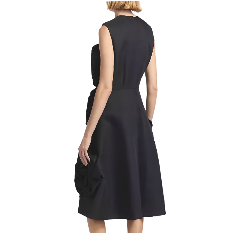 定制新2024入秋暗黑系先锋小众女装不规则拼接立体蔷薇花朵连衣裙 - 图1