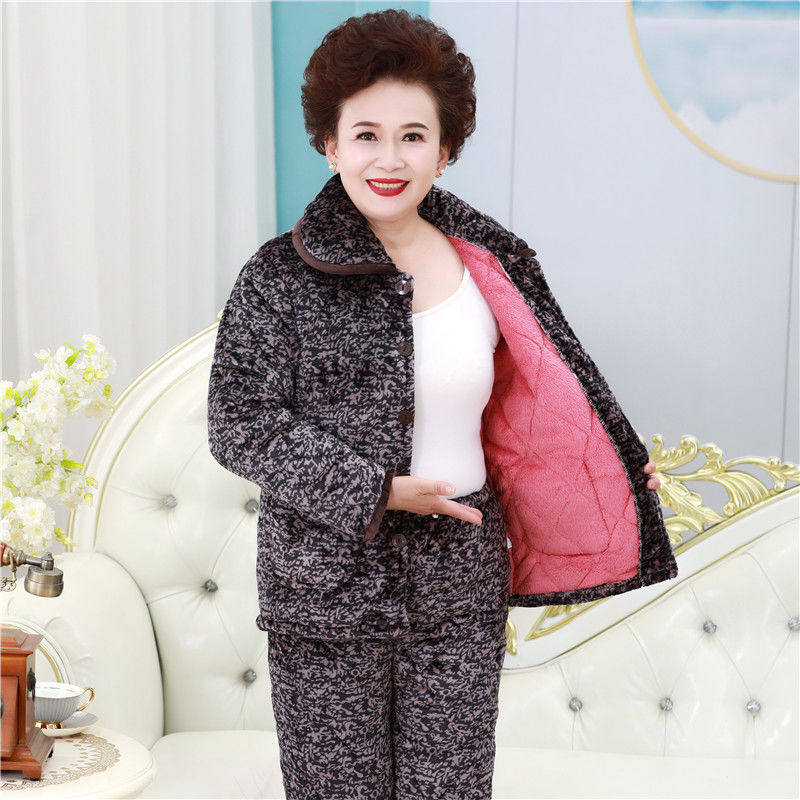 冬季老年珊瑚绒夹棉睡衣三层加厚加绒婆婆奶奶棉袄妈妈家居服套装,淘宝优惠券,粉丝福利购,淘宝优惠卷