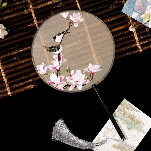 吉善双面古典刺绣扇芒种团扇古风宫廷圆扇中国风圆扇汉服女绣花扇 - 图0