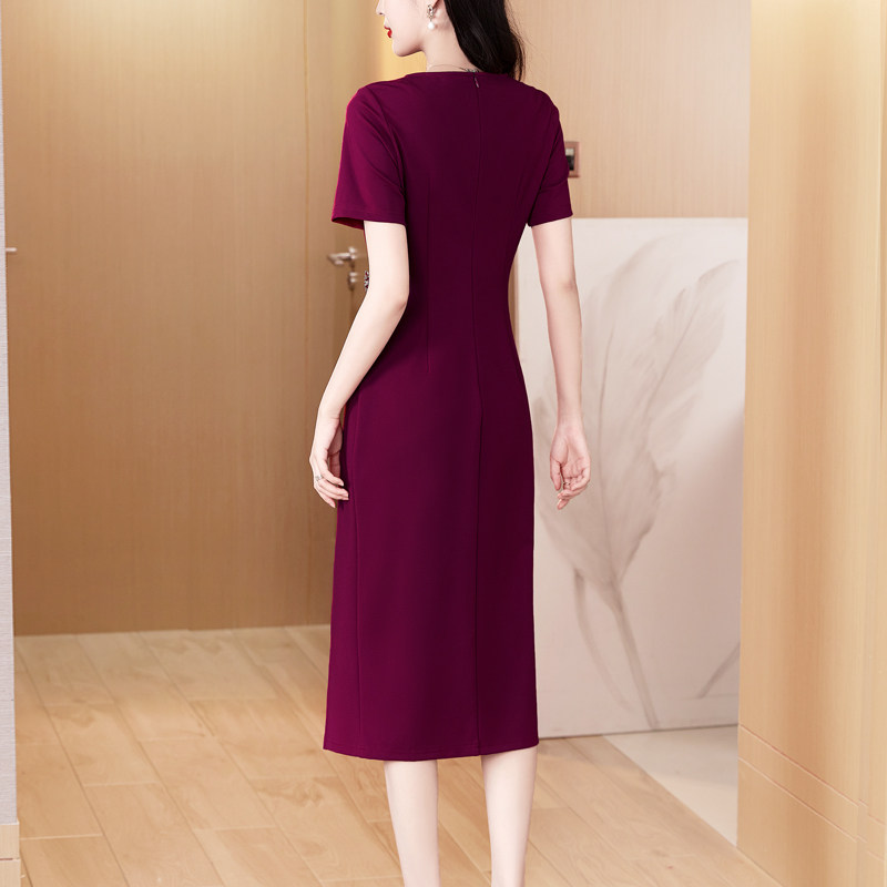 喜庆婆婆妈妈连衣裙女2024夏季新款高端精致收腰名媛气质晚小礼服