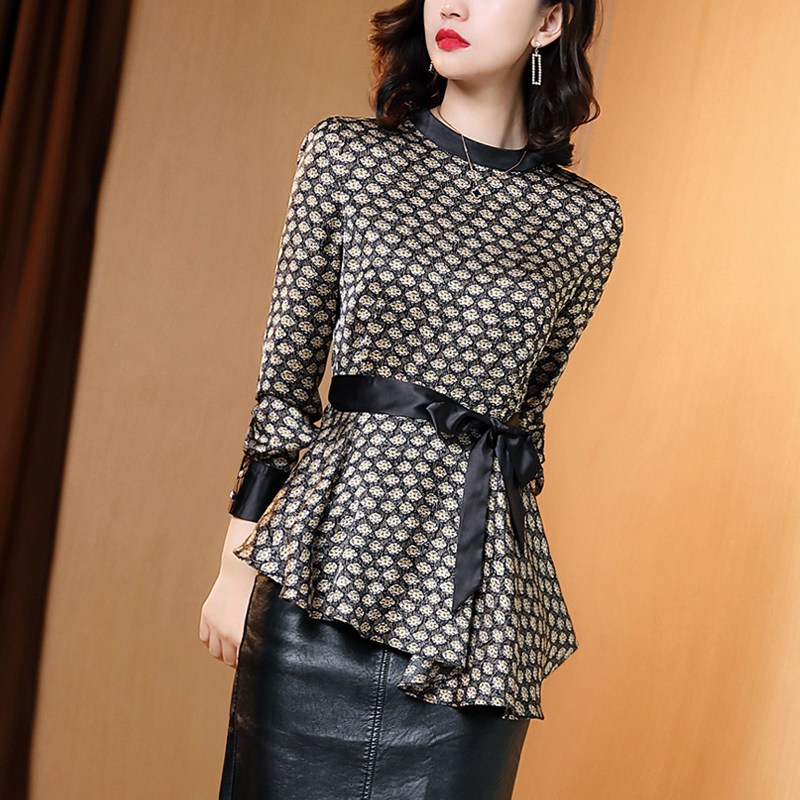 格子雪纺女式碎花2020新款洋气衬衫 jinkaix衬衫