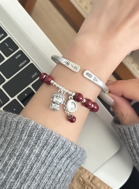 平安佛纯银手链本命年朱砂手串