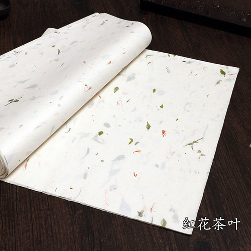 四尺六尺手工宣纸花草纤维云龙皮纸半生熟毛笔书法国画包装专用纸 - 图1