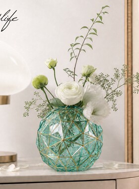 简约描金琉璃花瓶插花花器装饰品