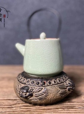 天然青石仿古雕刻壶承底座杯垫茶托中式古典复古陈设居家摆放茶室