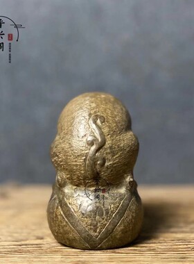 青石雕刻小吸水吸财神兽镇宅招财摆件大狮子文玩收藏复古案头陈设