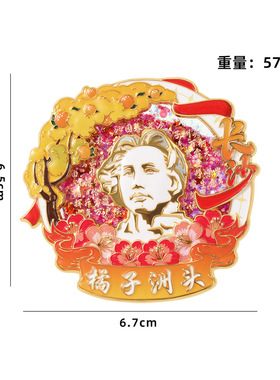 长沙文创金属流沙冰箱贴磁铁强吸城市景点橘子洲头景区旅游纪念品