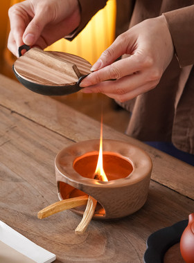 日式粗陶温茶炉套装家用茶叶提香器室内烤茶器茶道功夫茶具配件