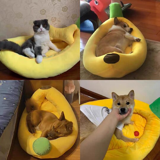 Cute banana boat nest for dogs and cats, universal PP cotton