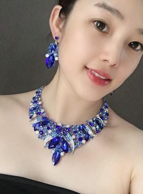 欧美大牌奢华宝石短款秋冬项链