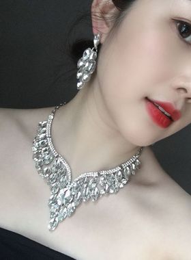 人潮超闪水晶宝石项链晚宴会礼服