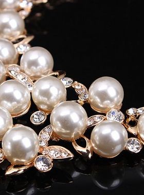 欧美项链耳钉晚宴珍珠水钻