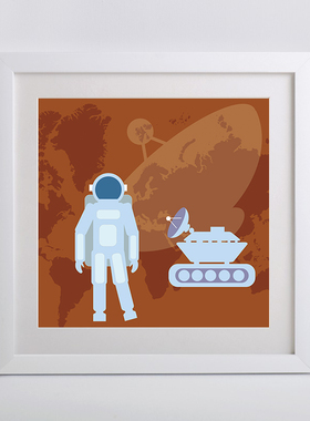 科技星球宇宙飞船装饰挂画