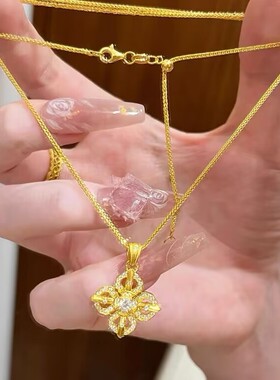 镀真金强保色古法沙金十字金刚杵吊坠满钻镶嵌点钻项链轻奢锁骨链