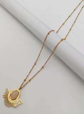 太阳花宝石镶嵌项链欧美时尚项链跨境专供源头工厂直发