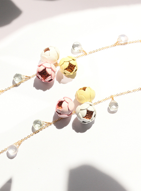 粉玫瑰花苞手链女气质