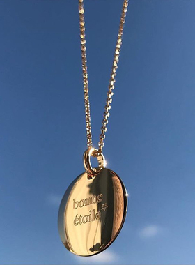 硬币项链轻奢圆牌锁骨ins情侣