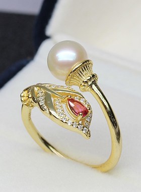 配件纯银水晶钻戒指珍珠空托开口