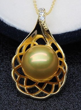 S925纯银珍珠吊坠空托女欧美气质高雅款珠宝项链项坠配件diy手作