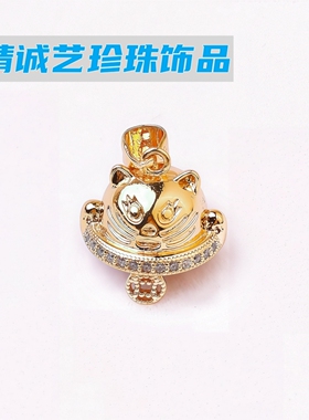 精诚艺珍珠配件女镀真金吊坠空托