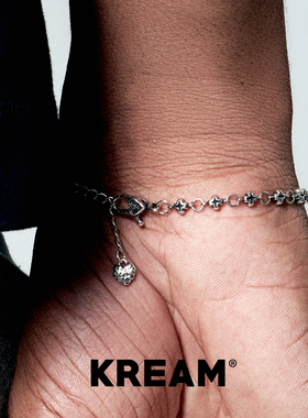 KREAM 925银复古做旧四芒星十字手链男嘻哈女欧美潮流手饰