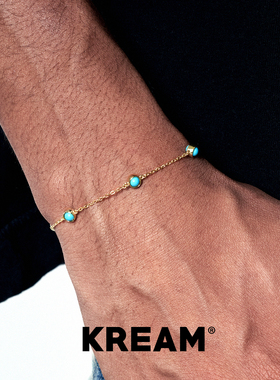 KREAM 925银镀金绿松元素手链男嘻哈女欧美潮流高级感百搭时尚