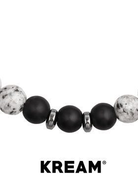 KREAM 磨砂黑十字火山石撞色石头串珠手链男时尚潮流个性配饰欧美