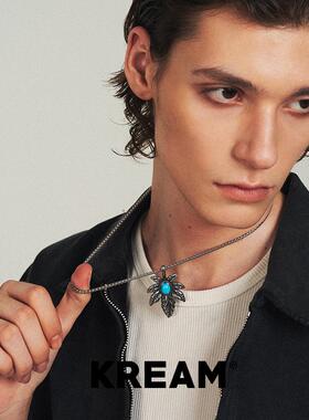 KREAM 高级感绿松枫叶吊坠项链男女同款复古高街配饰