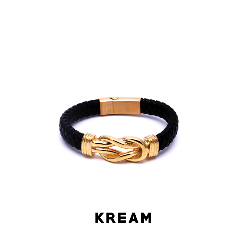 欧美流行 hiphop cuban百搭手链男 Gold-plated buckle bracelet-图1