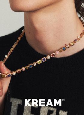 KREAM 彩钻贝珠项链男嘻哈女同款锁骨链欧美街头欧美街头潮流首饰