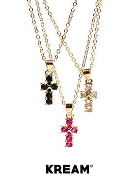 KREAM 彩钻十字项链男欧美嘻哈时尚潮流百搭配饰女锁骨链情侣