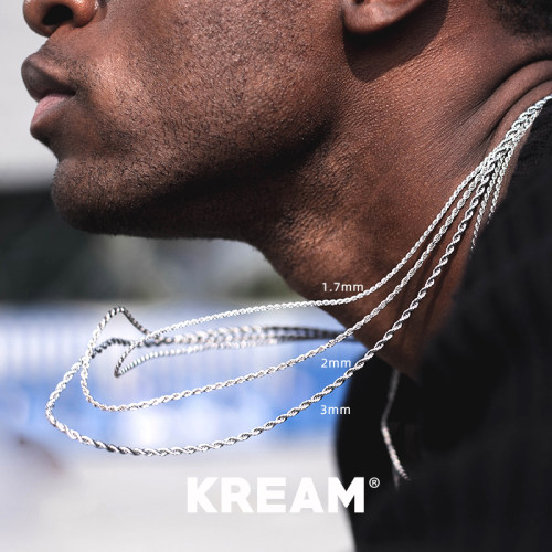 S925 silver rope chain 纯银镀白金麻花绳项链男女锁骨链 - 图1