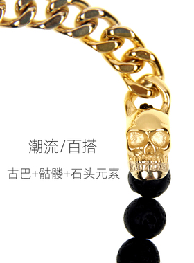 kream欧美流行钛钢男骷髅ins石头