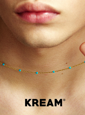 KREAM 925银镀金 绿松色滴油项链男嘻哈女欧美简约时尚细锁骨链