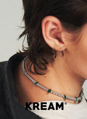 KREAM 绿滴油图腾满钻网球项链男嘻哈女同款黑豹锁骨链