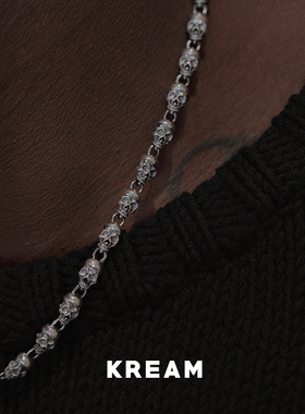 kreams925纯银骷髅项链嘻哈男女