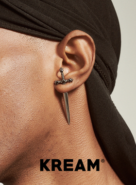 KREAM 利刃之剑耳钉男嘻哈女夸张耳饰钛钢十字欧美潮流 earring