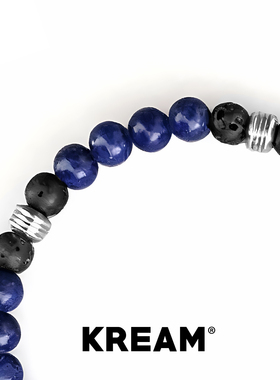 KREAM 火山石拼接青金石元素圆珠手链男欧美潮流嘻哈手串时尚串珠